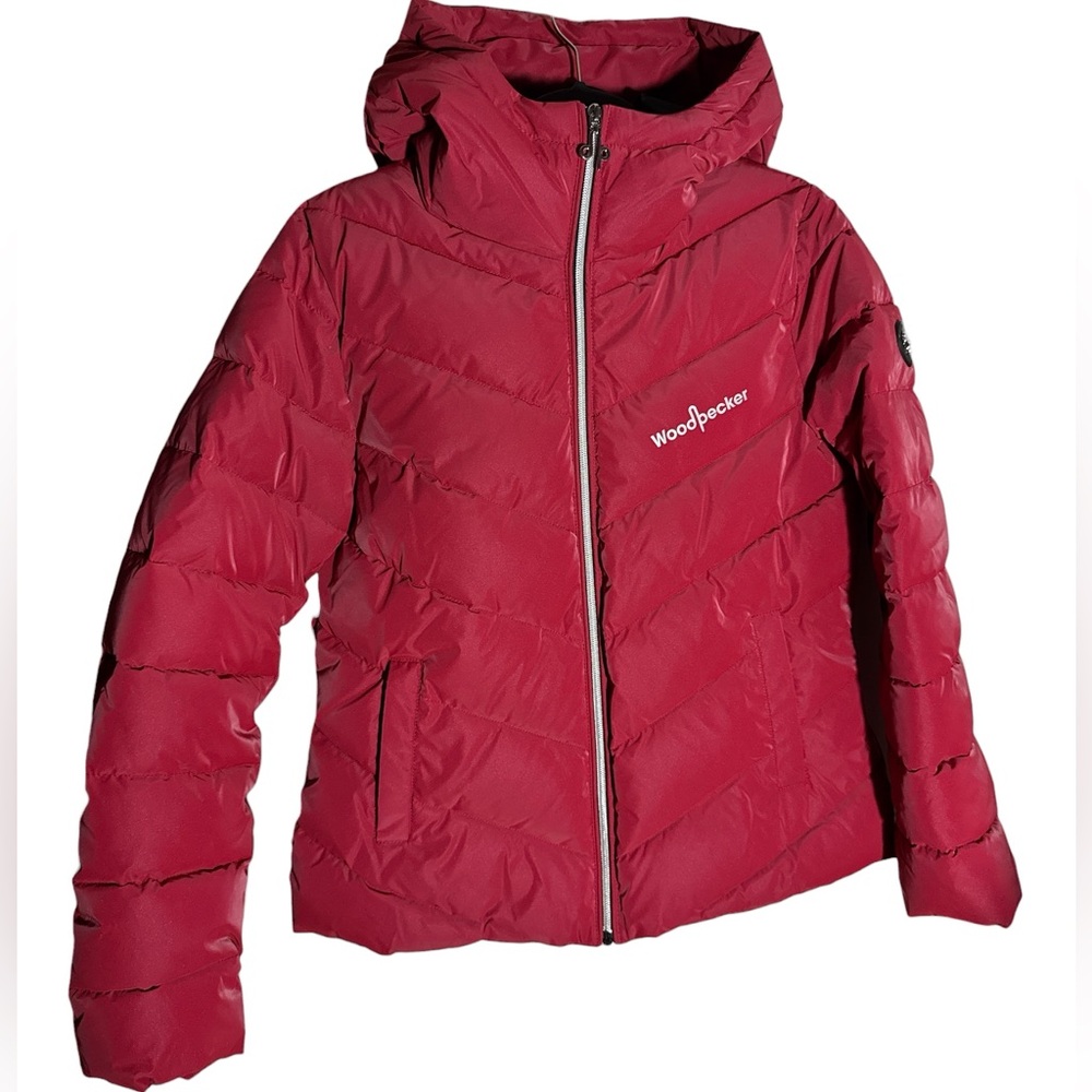 Woodpecker Red Hooded Puffer Jacket size Medium
